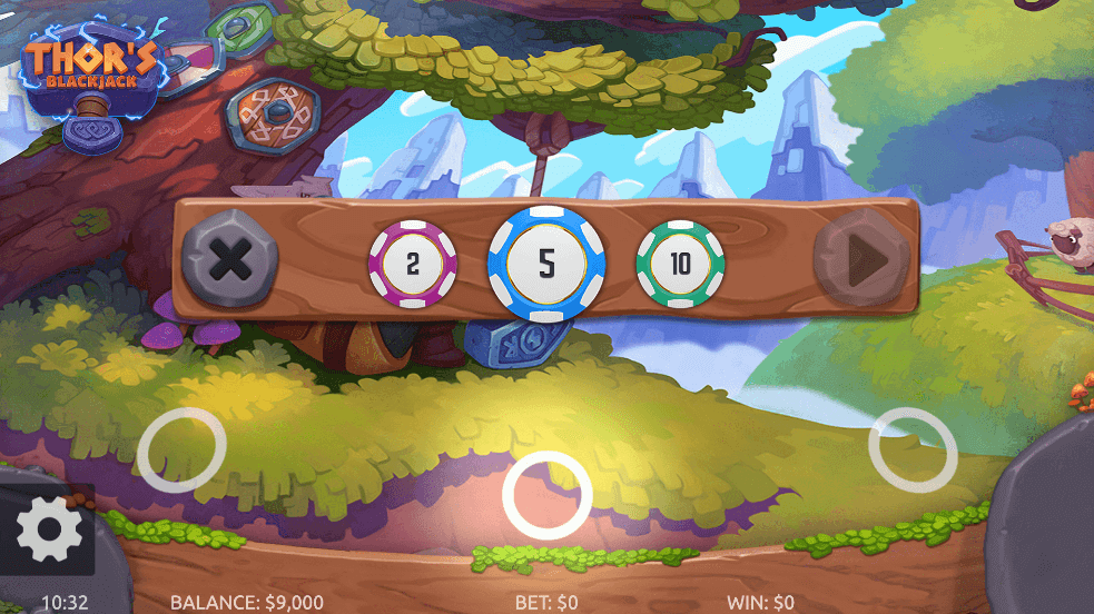 Opening screen for Thor's Blackjack by Gamevy.	